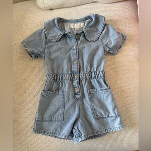 Zara girls denim romper with collar